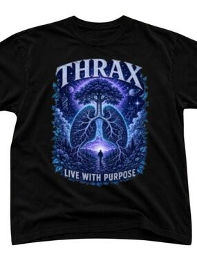 Gildan Black Tee with Blue & Purple Thrax Graphic